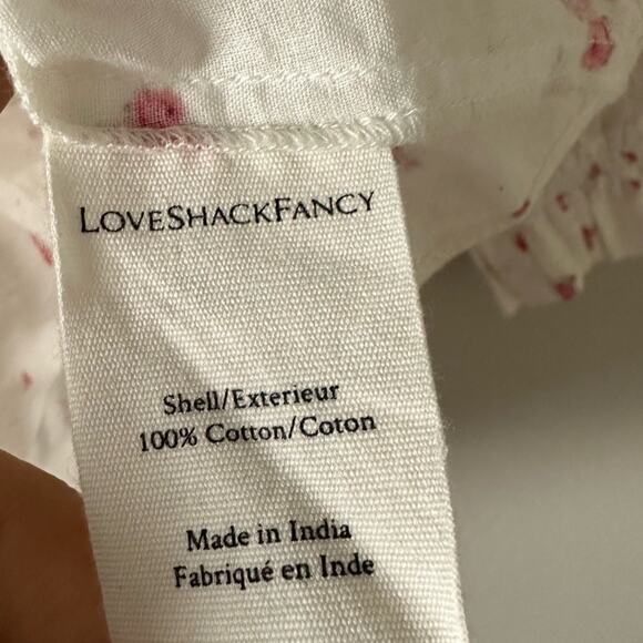 LoveShackFancy Cream & Pink Floral Print Ruffle Blouse - Picture 7 of 9